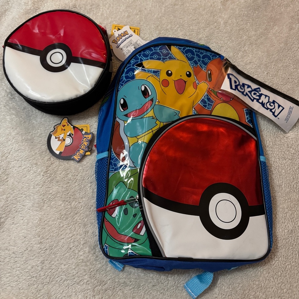 Pokémon boys backpack and Pokeball lunch bag